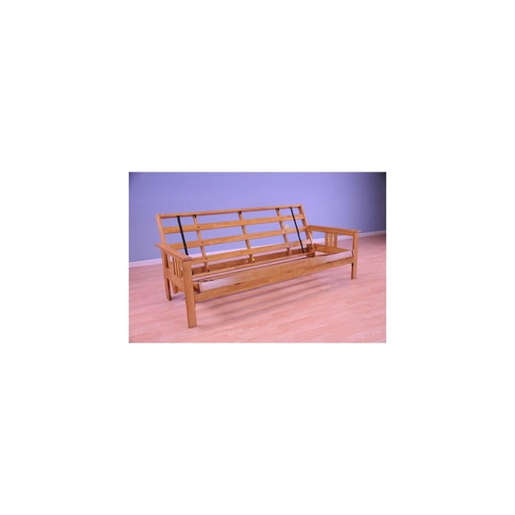 Futon Frame Converts to Bed - Full Size Sofa with Butternut Finish