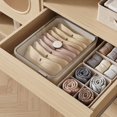 thumbnail image 5 of Linnome Underwear Storage Box 3 Partition Compartment Clear Lid Plastic Sock Bra Panties Drawer Organizer Wardrobe Closet Intimates Sorting Container, 5 of 6