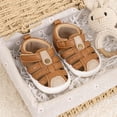 thumbnail image 6 of WUANDIXFA Baby Boy Sandals Toddler Shoes Soft Sole Close-Toe Sandals First Walk Flat Shoes (Brown, 5), 6 of 9