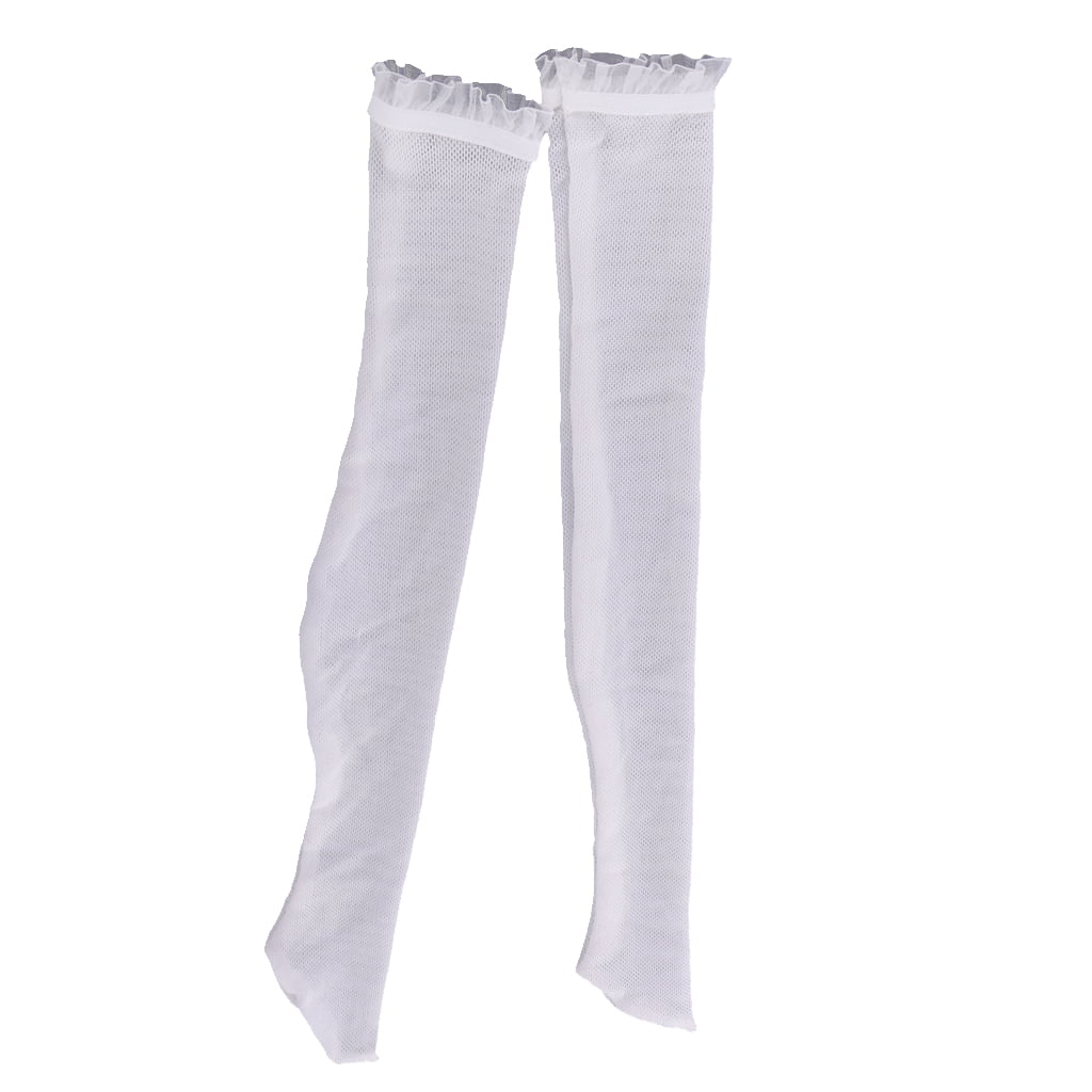 Trendy White Over the Knee Fishnet Stockings Socks for 1/4 BJD SD Dress Up 