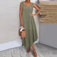 thumbnail image 5 of Xunlbb Summer Maxi Dress for Women Women Summer Solid Color Round Neck Sleeveless Cotton Casual Maxi Cotton And Dress Gift for Her Size S-5XL, 5 of 6