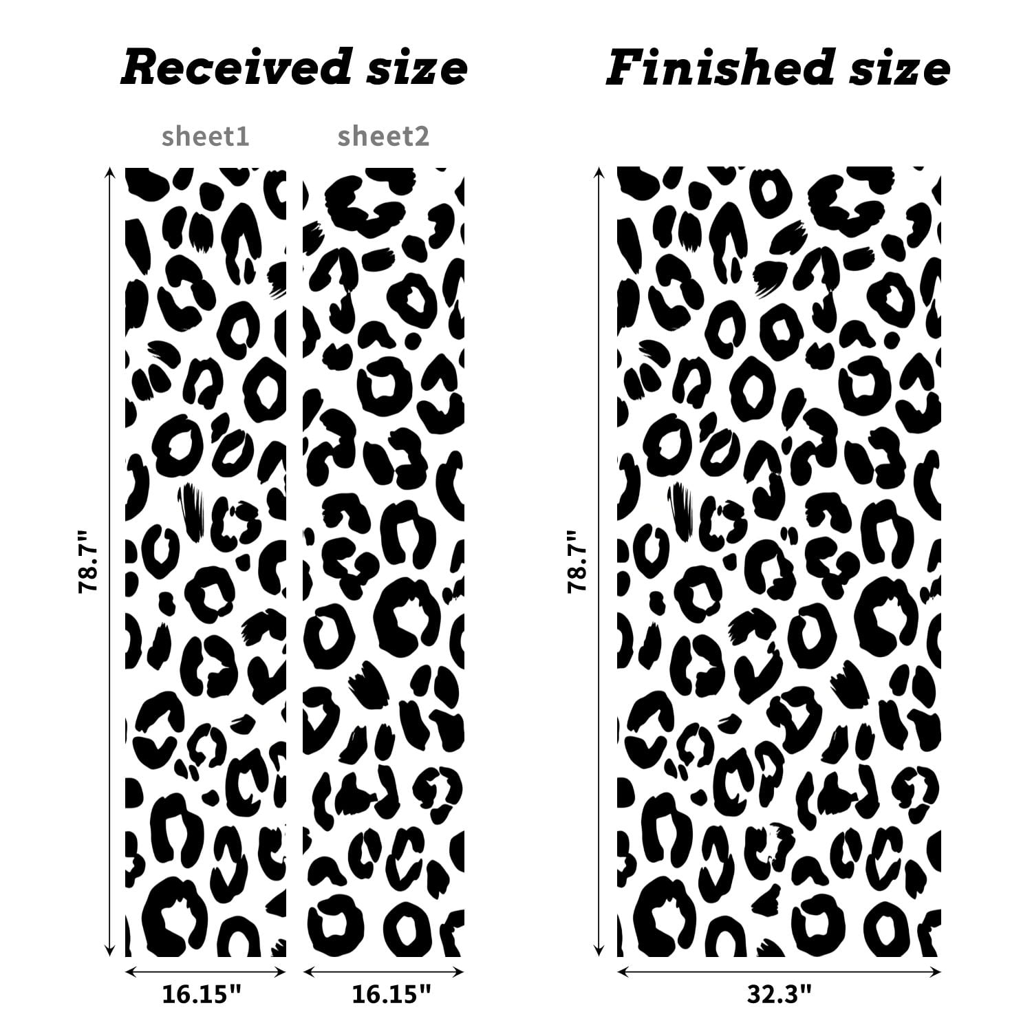 Self Adhesive Vinyl Refrigerator Wrap Set Abstract Black White Leopard Print Bold Spots Door Mural Removable Fridge Sticker Peel and Stick&nbsp;Full Door Cover Decal Kitchen Bar Decor