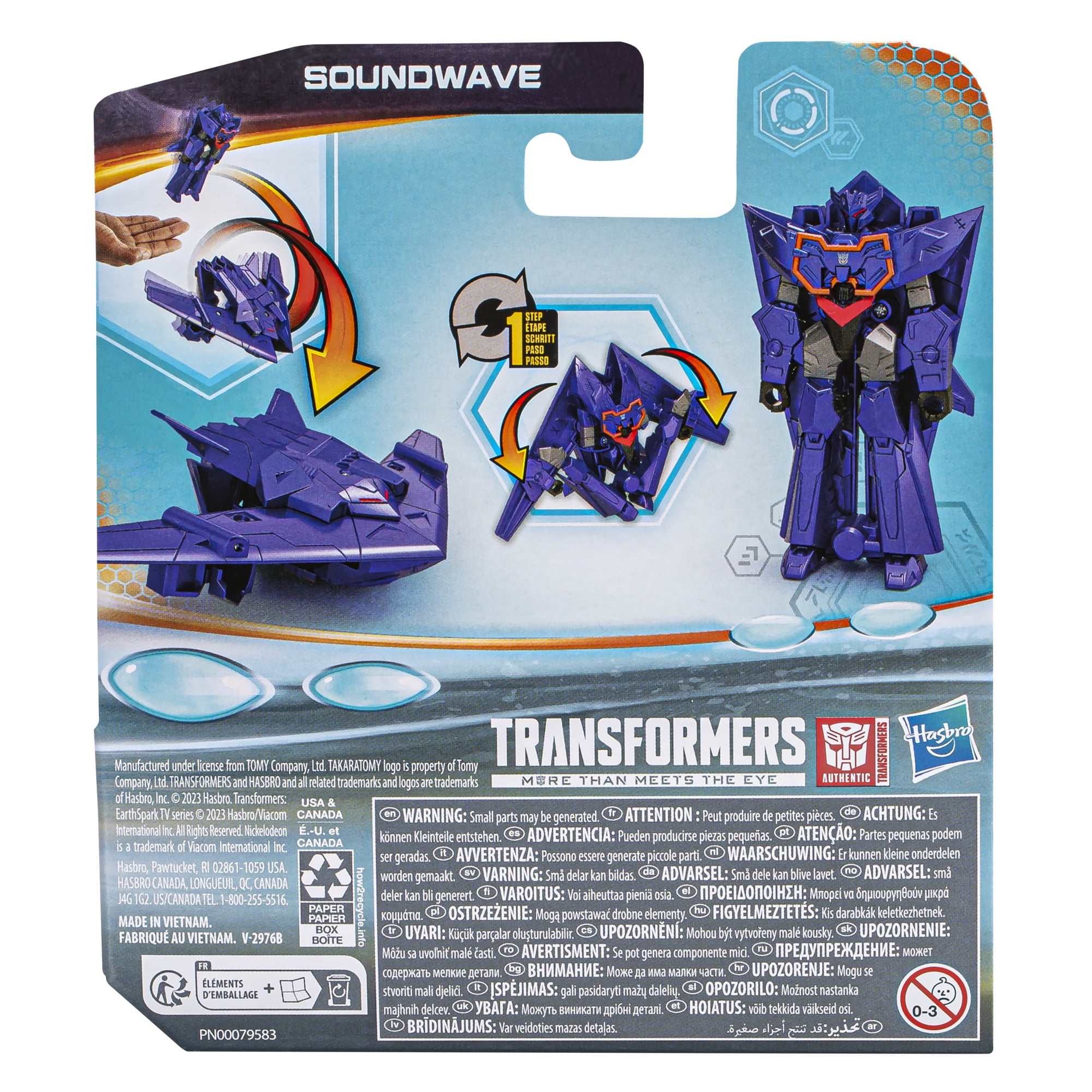 Transformers Toys EarthSpark 1-Step Flip Changer Soundwave Action Figure