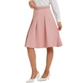 thumbnail image 4 of FALDA MIDI A-LINE PLEATADA CON CINTURÓN PARA MUJERES DE OFICINA INSPIRE CHIC XS ROSA, 4 of 6