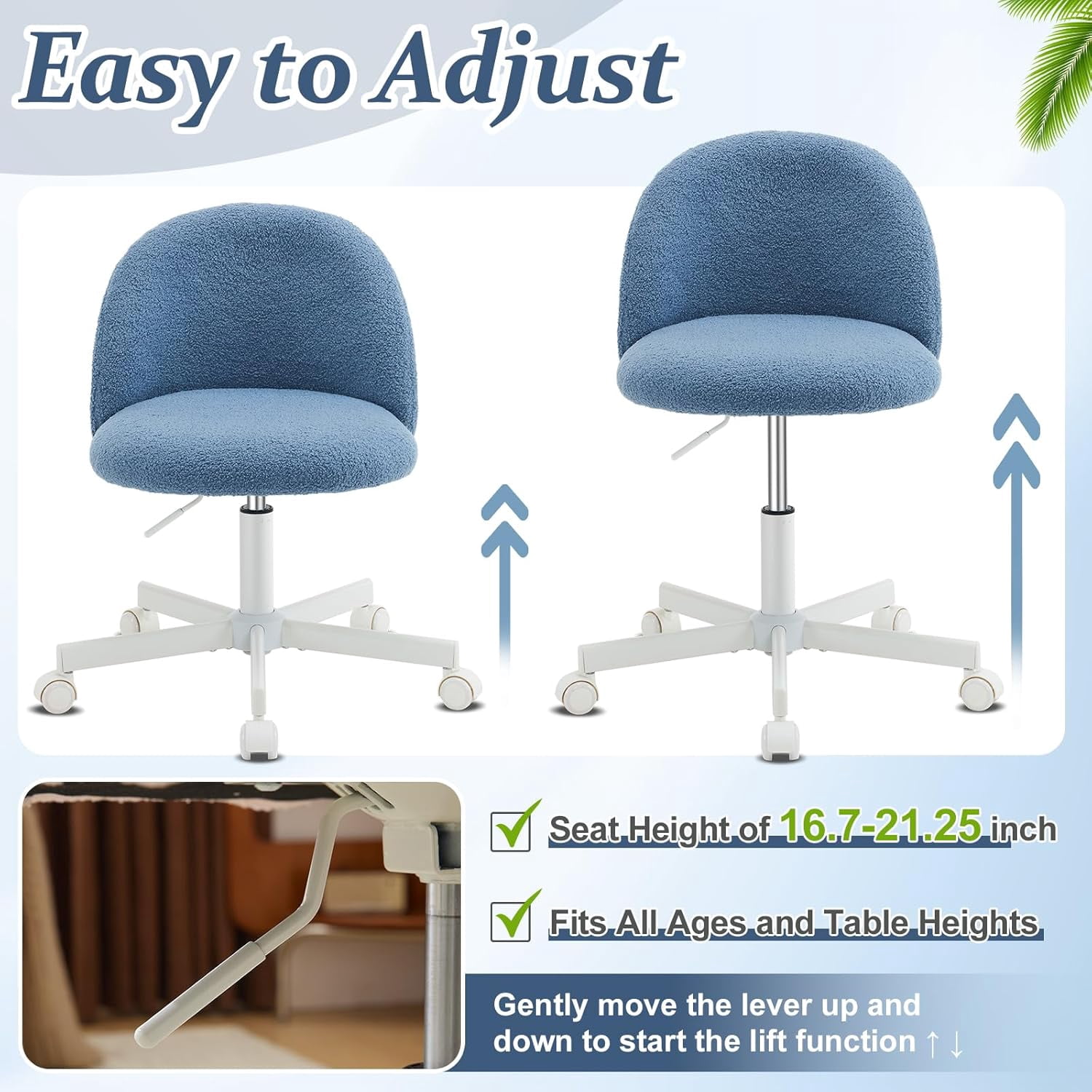 Matladin Modern Vanity Chair with Back, Silent Wheels, Velvet Desk Chair for Girls, Small Office Chair, Stylish and Comfortable