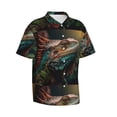 thumbnail image 2 of Daiia Realistic Colorful Chameleon Hawaiian Shirt for Men Gentle Cotton Regular Short Sleeve Casual-3X-Large, 2 of 9