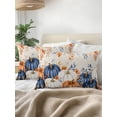 thumbnail image 3 of Outdoor Pillows Waterproof, Orange Blue Fall Bedding Throw Pillows with Insert for Couch Sofa Bed, Thanksgiving Pumpkin Botanical Maple Leaf 12x20 Inch Pillowcases Decorative Patio Pillow Set of 2, 3 of 8