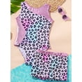 thumbnail image 5 of renvena Kids Girls 2Pcs Dance Outfits Cartoon Print Leotard and Boyshorts Gymnastics Dancewear Sets Size 4-16 Leopard Colorful 8, 5 of 7