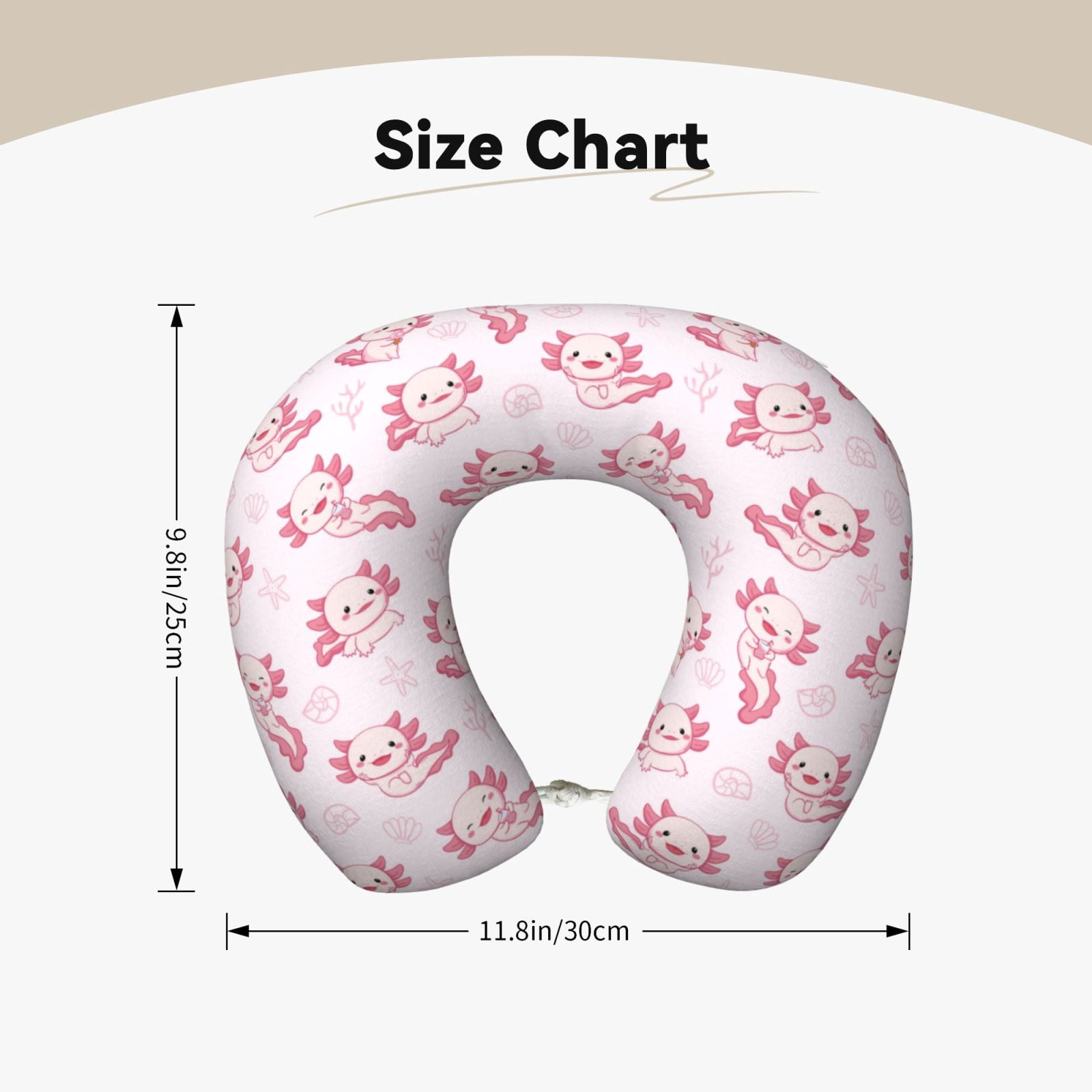 Xecao Baby Salamander Print Memory Foam Cervical Neck Pillow Versatile U-Shaped Pillows for Home,Office,Camping,Travelling,Soft Washable Cover
