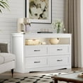 thumbnail image 3 of FANRAL 4 Drawers Dresser & Open Shelf for Bedroom,Modern Wooden Chest of Drawers with LED Light,Storage Organizer Dresser for Closet,White Dresser, 3 of 7