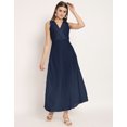 thumbnail image 2 of Moomaya Solid Wrap Style Maxi Dress, Sleeveless V-Neck A-Line Party Dress, 2 of 8