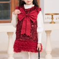 thumbnail image 2 of IUYRTFE Christmas Girl Velvet Sequin Bow Back Vests Dress Long Sleeve Shirt Top Princess Party Gown Holiday Outfit for Toddler Kids Children(Red,10-11 Years), 2 of 3