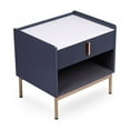 thumbnail image 4 of Modern White/Grey Night Stand Stone Tabletop & Gold Frame, 4 of 5