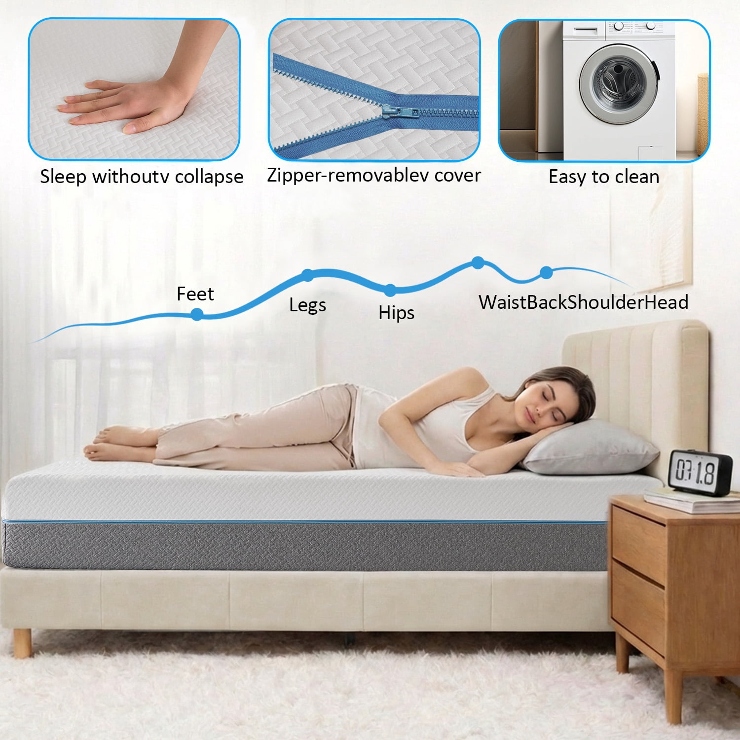 10 Inch King Size Extra Firm Memory Foam Mattress, Tea Gel Infused Foam for Cool Sleep & Pressure Relief, Bed in a Box, CertiPUR-US Certified