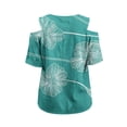 thumbnail image 6 of Fewfanhot Women Tops Cold Shoulder V-neck Summer Short Sleeve T-Shirts Vacation Loose Casual Tees, 6 of 6
