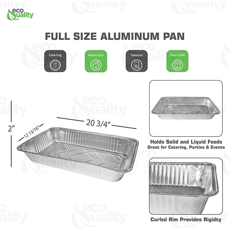9x13 Aluminum Pans Disposable (30-Pack) - HEAVY DUTY - Half-Size