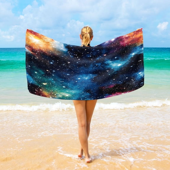 Ryvnso Starry Sky Nignt Beach Towel Quick Dry Swimming Yoga Beach Towels Large Sand Free Microfiber Towel 31"W x 71"L