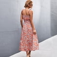 thumbnail image 3 of Vestido midi con estampado floral, vestido midi fruncido con busto para mujer, vestido midi fruncido con busto y hombros descubiertos Características mejoradas, 3 of 5