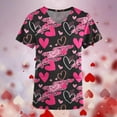 thumbnail image 2 of Valentine's Day Savings Clearance 2024! TAGOLD Women Scrub Tops, Print Scrub Tops, Women Valentine Day Short Sleeve V-neck Tops Printed Pockets Blouse Nursing, 2 of 5