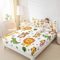 thumbnail image 4 of Homewish Zoo Animal Giraffe Bed Sheets,Cute Lions Elephant King Sheets,White Orange Green Sheet Set For Girsl Boys,Super Cozy Room Decor,4pcs, 4 of 7