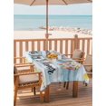 thumbnail image 2 of Outdoor Tablecloth with Umbrella Hole for Patio/Picnic/Party/Camping, Summer Beach Waterproof Table Cloth Rectangle Table Cover Washable, Happy Summer Slippers Coastal Blue Wooden (54"x 80"), 2 of 8