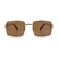 thumbnail image 3 of Hipster Rectangle Y2K Hustler Metal Rim Retro Fashion Sunglasses Gold - Brown, 3 of 7