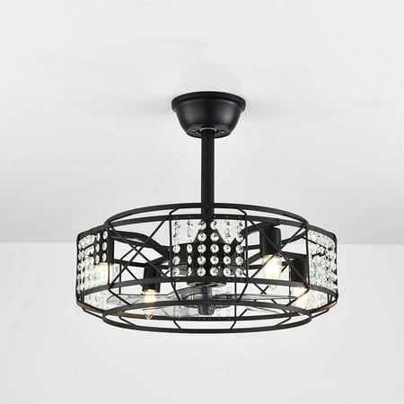 

Oukaning 20 Semi Flush Mount Retro Metal Ceiling Fan Light Chandelier