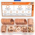 thumbnail image 1 of HELIFOUNER Arandelas de cobre 150PCS 8 tamaños Arandelas de sellado métricas de cobre Kit surtido de arandelas planas, 1 of 1