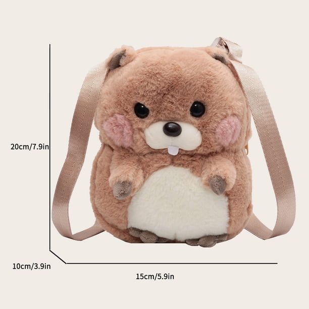 Bolsa Lindo de hombro de ardilla Kawaii de mensajero de felpa suave para ir de compras (caqui) Likrtyny Para Estrenar