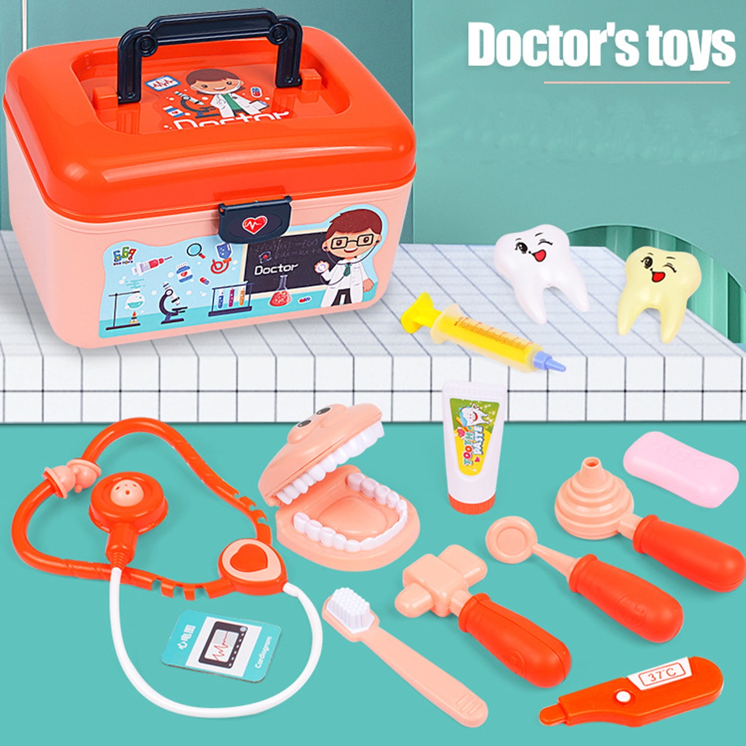 UWRNite Toy Doctor Kit, 12 Pieces Kids Pretend Play Toys Dentist