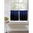 thumbnail image 4 of Navy Blue Black Ombre 2 Panel Kitchen Curtains for Small Windows, Modern Abstract Striped Gradient Bathroom Tier Curtain, Short Window Treatment for Bedroom/Living Room 55"x36", 4 of 6
