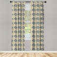 thumbnail image 5 of Ambesonne Modern Window Curtains, Square Shaped Lines, Each 28" W x 95" L, Black White Yellow, 5 of 5