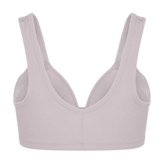Front Closure Bras for Seniors Women Bra Wire-Free Underwear Pullover Bra Everyday Underwear V-Neck No Underwire Bra Feature Hook and Eye Closure T-Shirt Bra Style Y-312 , Gray 4XL