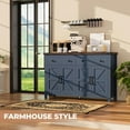 thumbnail image 2 of VVFLU Buffet Cabinet with Drawers, 55" Large Sideboard Buffet Storage Cabinet with Shelves and Doors, Modern Farmhouse Coffee Bar Station Wood Kitchen Table for Kitchen, Dining Room, Blue, 2 of 8