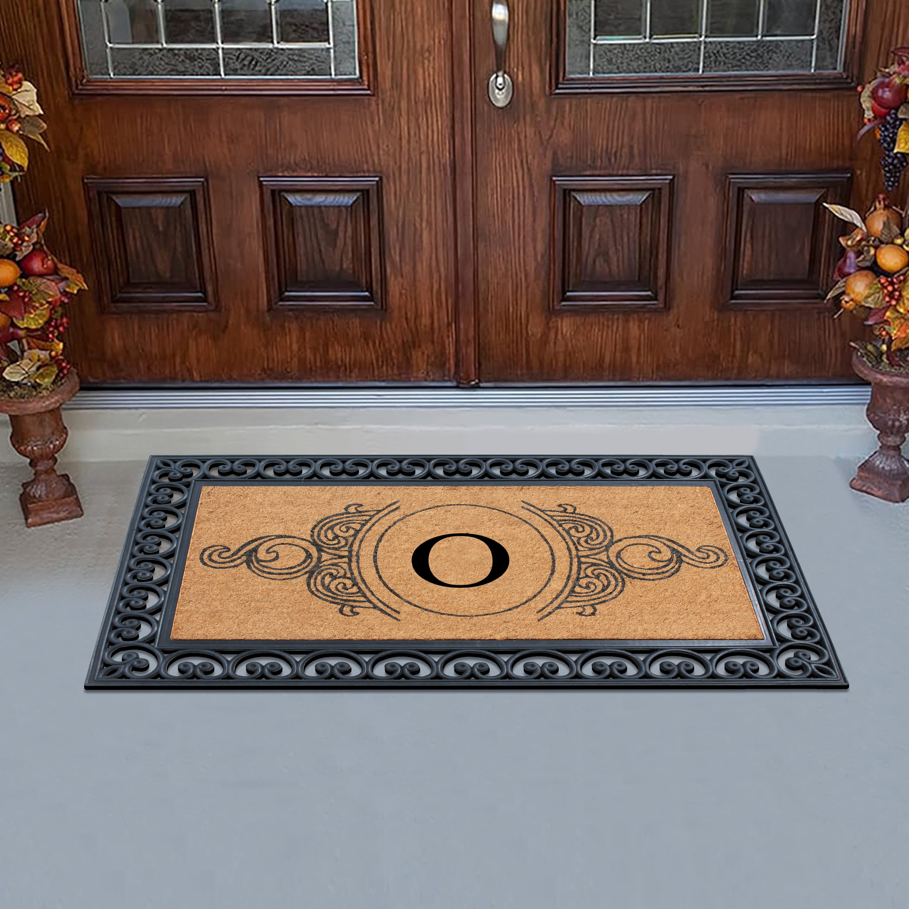 A1HC Rubber and Coir Doormat 30" x 48", Standard Double / Single Front Door Mat for Outdoor Entrance, Personalized Monogrammed Non-Slip Entrymat