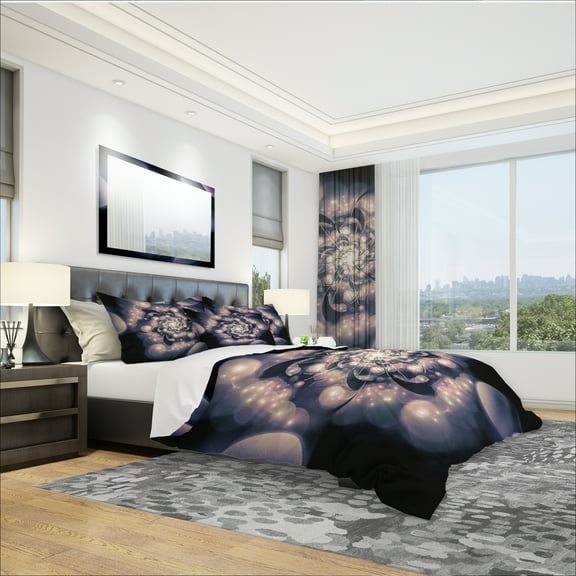 Designart 'Light Blue Fractal Flower Pattern' Modern & Contemporary Duvet Cover Set