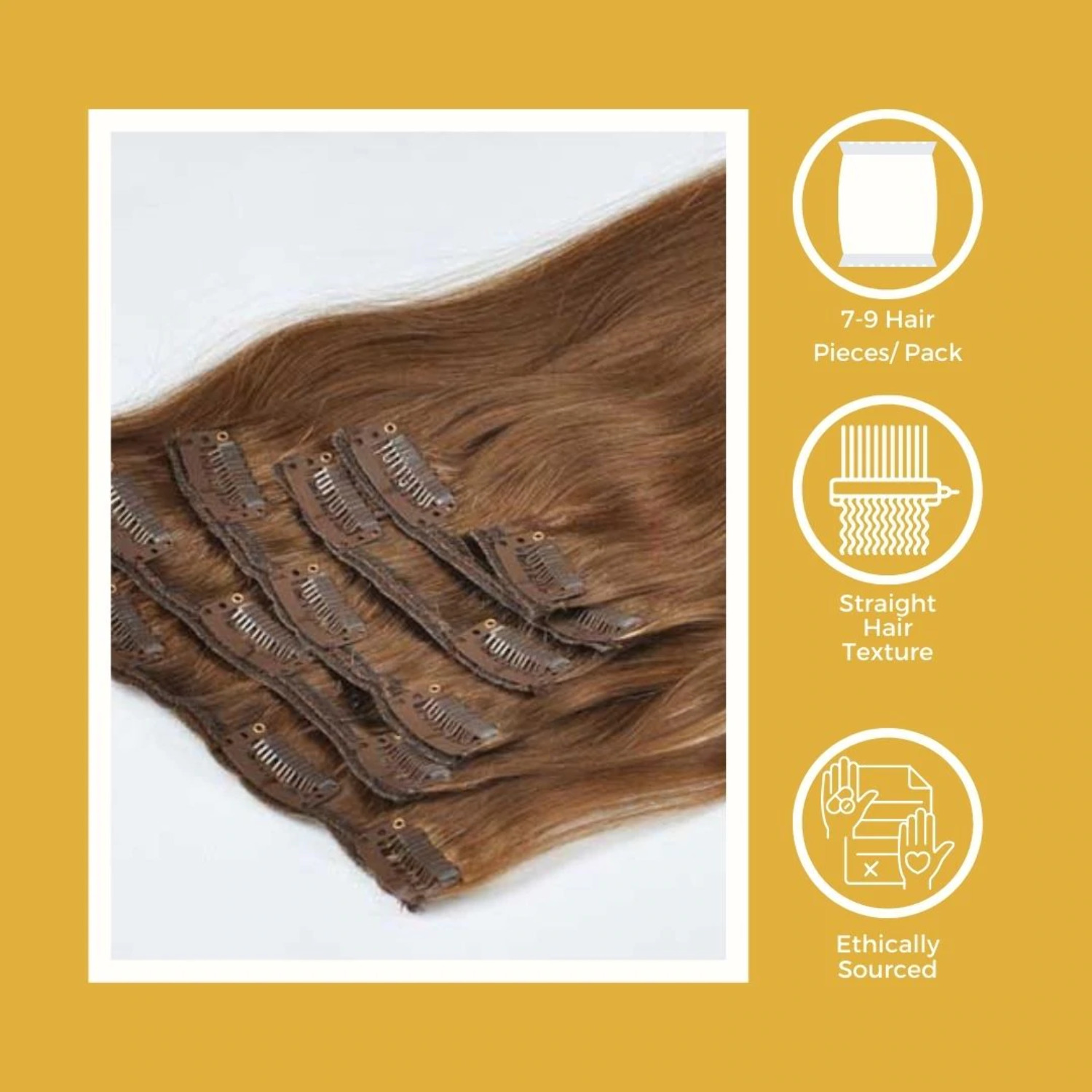Brown Straight Clip Ins - 7 Pcs with a Free Eye Lash Extensions
