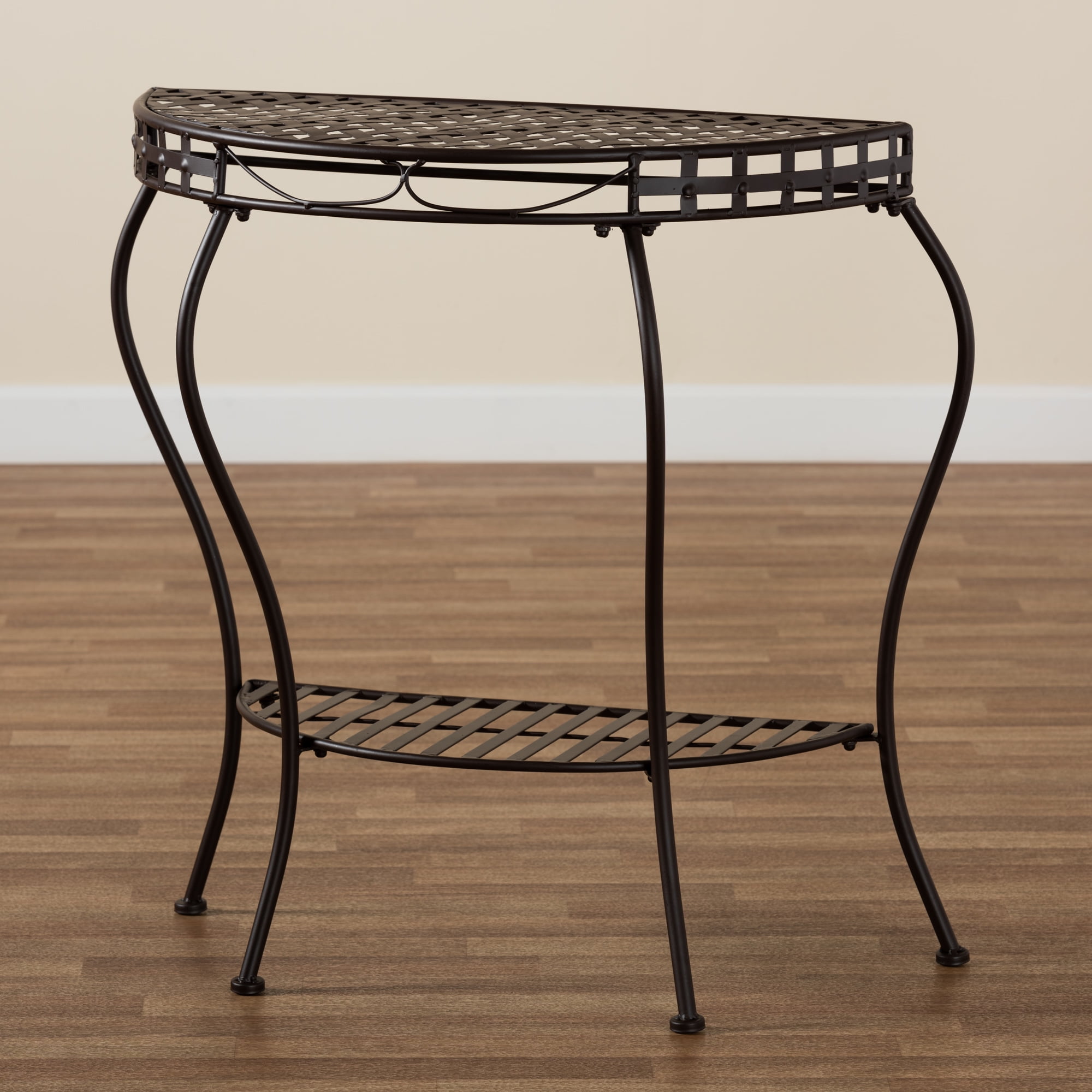 Baxton Studio Laraine Modern Metal Outdoor Console Table, Black