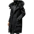 thumbnail image 2 of Lenago Quilted Jackets For Men Fur Hooded High Collar Jacket With Large Capacity Side Pockets Solid Color Warm Thermal Parka Jacket With Faux Fur Winter Fashion Coat, 2 of 6