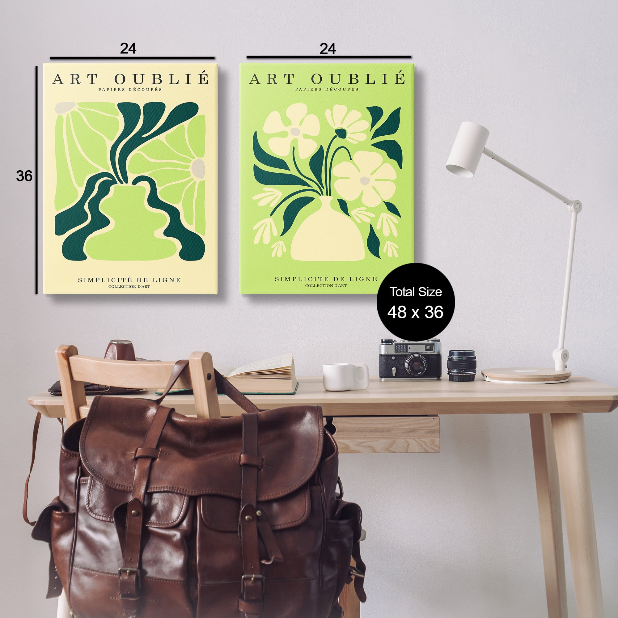 Stupell Industries Green French Museum Poster Text & Numbers Painting Wrapped Canvas Art Print Wall Art, 24 x 36, Set of 2