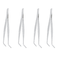 thumbnail image 1 of 4pcs 20cm Angled Slanted Tip Metal Curved Tweezer Silver Tone, 1 of 2
