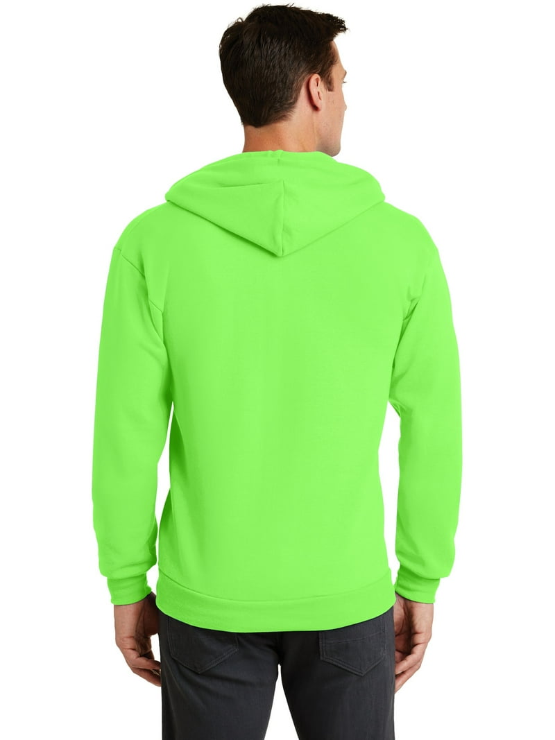 Port & Company Full Zip Fleece Hoodie Sweatshirt, Neon Green