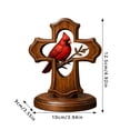 thumbnail image 6 of Cardinal on Cross Wooden Desktop Sculpture, Symbolic Red Bird Figurine for Home Decor, Rustic Memorial Cross Ornament for Mantel, Shelf & Desk, Religious Spiritual Gift, 6 of 6