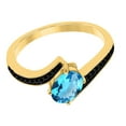 thumbnail image 4 of AoneJewelry 1.00 Carat 14K Yellow, White Rose Gold Blue-Topaz and Black Diamond Ring, 4 of 5