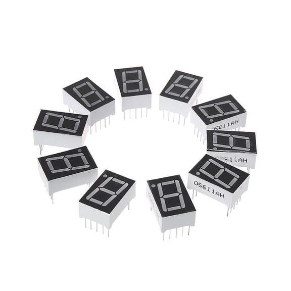 CIYISON 10PCS 0.56 Inch 7 Segment 1 Digital LED Display Red Common Cathode Digital Tubes