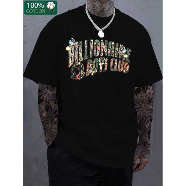 Creative fashion monogram print, boutique 220g thickened cotton T-shirt, men's fashion casual cotton T-shirt, short-sleeved crewneck T-shirt