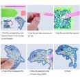 thumbnail image 4 of 5 Piezas 5D DIY Delfín Diamante Pintura Llaveros, DIY Rhinestone Doble Cara 5D Diamante Pegado Pintura Llavero Completo Colgante para Mochila Bolso Decoración, 4 of 5