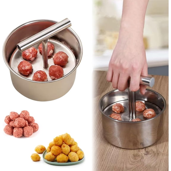 Meatball Maker ，Kitchen Stainless Steel Meatball Mould, 6 Holes Stainless Steel Meatball Mould, Stainless Steel Meat Baller Maker, Nonstick Meatballs And Shrimp Balls Making Tools