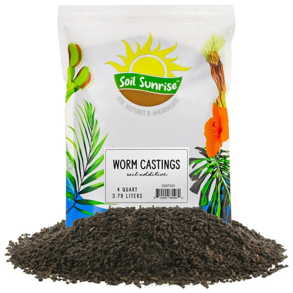 Premium Organic Worm Castings (4 Pounds); 4QT All Natural Soil Additive, Soil Builder, and Fertilizer