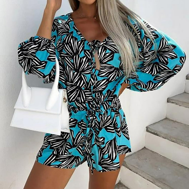 Sexy V Collar Floral Printed Wide Leg Jumpsuit Sexy V Collar Floral Printed Wide Leg Jumpsuit